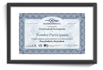 Certificado del Curso de Neurobiofeedback. Certificado del Curso de Neurobiofeedback.
